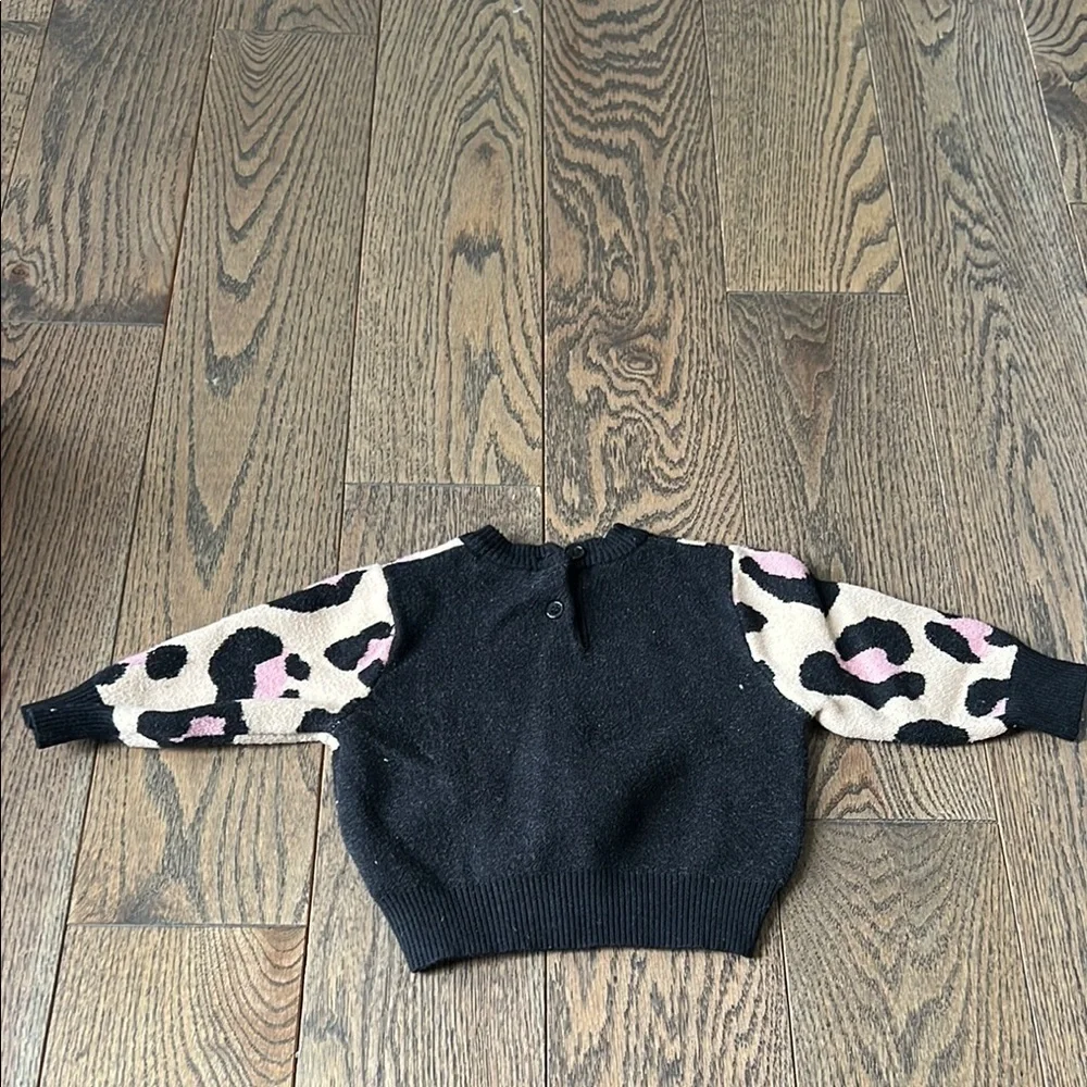 Pink and Black Animal Print Crew Neck Sweater Bardot junior 9-12 months sale